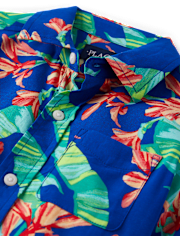Boys Matching Family Tropical Button Up Shirt