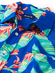 Chemise boutonnée tropicale assortie pour homme