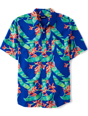 Chemise boutonnée tropicale assortie pour homme