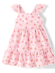 Robe à volants et nœud floral dans le dos pour petite fille