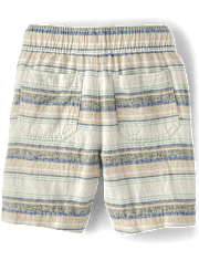 Boys Striped Linen-Blend Pull On Jogger Shorts