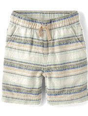 Boys Striped Linen-Blend Pull On Jogger Shorts