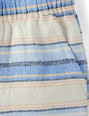 Short de jogging rayé en lin mélangé pour garçon