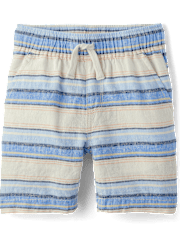 Short de jogging rayé en lin mélangé pour garçon