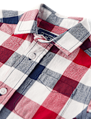 Baby And Toddler Boys Gingham Poplin Button Up Shirt