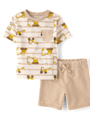 Baby And Toddler Boys Construction 2-Piece Outfit Set