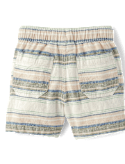Baby And Toddler Boys Striped Linen-Blend Pull On Jogger Shorts