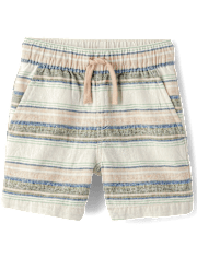 Baby And Toddler Boys Striped Linen-Blend Pull On Jogger Shorts