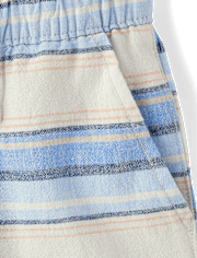 Baby And Toddler Boys Striped Linen-Blend Pull On Jogger Shorts