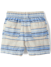 Baby And Toddler Boys Striped Linen-Blend Pull On Jogger Shorts