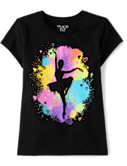 Girls Rainbow Ballerina Graphic Tee