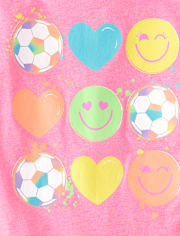 T-shirt graphique « Joyeux visage de football » pour filles