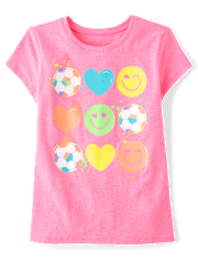 T-shirt graphique « Joyeux visage de football » pour filles