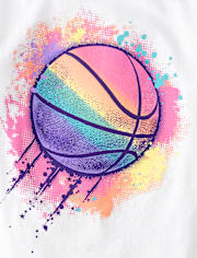 Girls Rainbow Basketball Graphic Tee