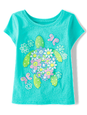 Baby And Toddler Girls Turtle Graphic Tee