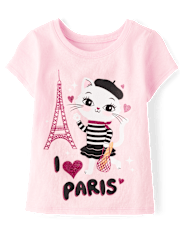 Bébé And tout-petit, fille Paris Cat T-shirt imprimé