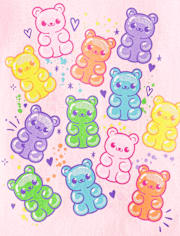 Baby And Toddler Girls Candy Bear Graphic Tee