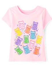 Baby And Toddler Girls Candy Bear Graphic Tee