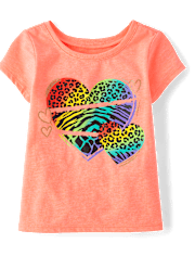 Baby And Toddler Girls Rainbow Animal Heart Graphic Tee
