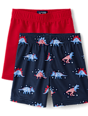 Baby And Toddler Boys Americana Dino Performance Basketball Shorts 2-Pack