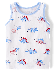 Baby And Toddler Boys American Flag Dino Tank Top
