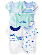 Baby Boys Turtle Bodysuit 5-Pack