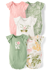 Baby Girls Tropical Flutter Bodysuit 5-Pack