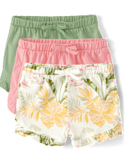 Baby Girls Tropical Ruffle Shorts 3-Pack