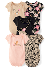 Lot de 5 bodies léopard pour bébé fille