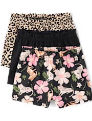 Baby Girls Leopard Paperbag Waist Shorts 3-Pack
