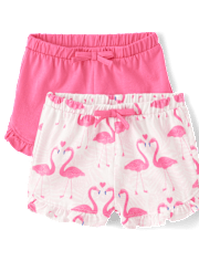 Baby Girls Flamingo Ruffle Shorts 2-Pack