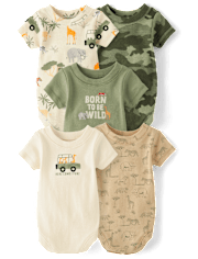 Baby Boys Safari Bodysuit 5-Pack