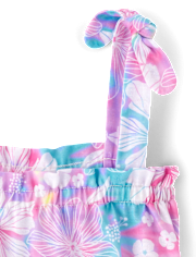 Girls Tropical Floral Ruffle Nightgown