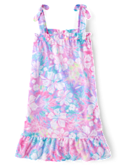 Girls Tropical Floral Ruffle Nightgown