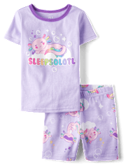 Girls Axolotl Snug Fit Cotton Pajamas