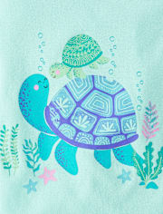 Pyjama ajusté en coton pour bébé et petite fille motif tortue