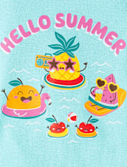 Baby And Toddler Girls Hello Summer Fruit Snug Fit Cotton Pajamas