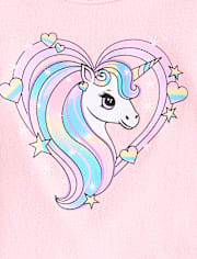 Baby And Toddler Girls Unicorn Heart Snug Fit Cotton Pajamas