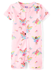 Baby And Toddler Girls Rainbow Fairy Snug Fit Cotton Cropped One Piece Pajamas