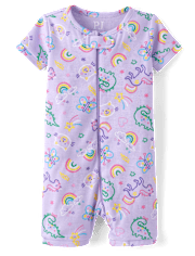 Baby And Toddler Girls Doodle Snug Fit Cotton Cropped One Piece Pajamas