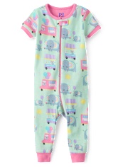 Baby And Toddler Girls Elephant Snug Fit Cotton One Piece Pajamas