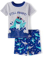 Toddler Boys Shark Snug Fit Cotton Pajamas