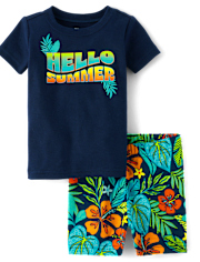 Baby And Toddler Boys Hello Summer Snug Fit Cotton Pajamas