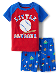 Pyjama ajusté en coton pour bébé et tout-petit garçon, motif baseball