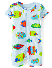 Baby And Toddler Fish Snug Fit Cotton Cropped One Piece Pajamas