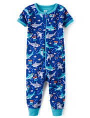 Pyjama une pièce en coton ajusté motif requin pour bébé et tout-petit garçon
