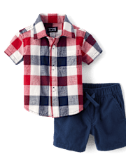 Baby Boys Gingham 2-Piece Outfit Set