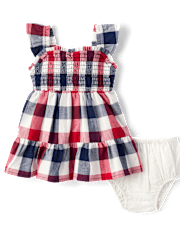 Robe froncée à volants et carreaux vichy pour bébé fille