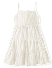 Robe à volants avec nœud au dos et œillets pour fille