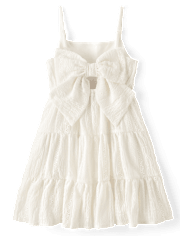Robe à volants avec nœud au dos et œillets pour fille